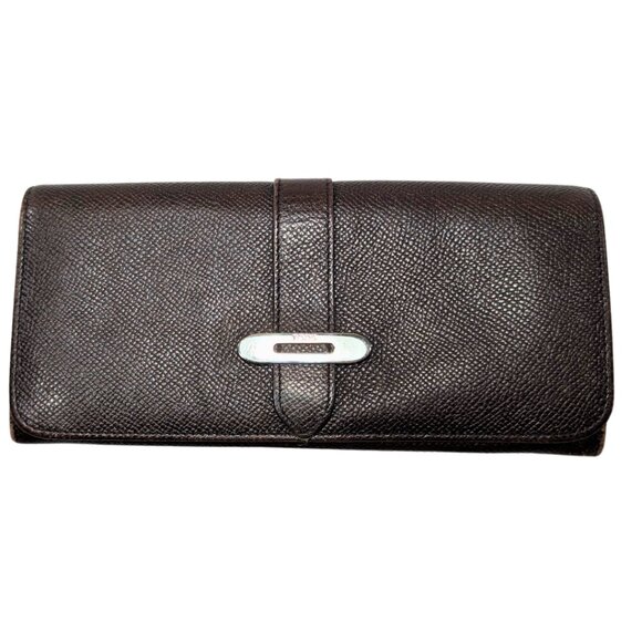 Tod's Handbags - Tod's Brown Pebbled Leather Long Folding Snappy Continental Wallet